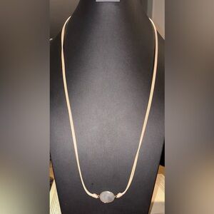 Necklace On Cord with Gray Quartz Stone